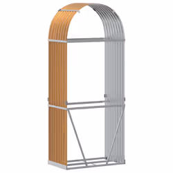 vidaXL Log Holder Firewood Rack Log Wood Storage Light Brown Galvanised Steel - Additional view 5