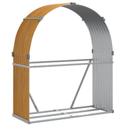 vidaXL Log Holder Firewood Rack Log Wood Storage Light Brown Galvanised Steel