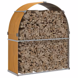vidaXL Log Holder Firewood Rack Log Wood Storage Light Brown Galvanised Steel