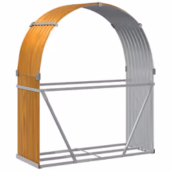 vidaXL Log Holder Firewood Rack Log Wood Storage Light Brown Galvanised Steel - Additional view 5