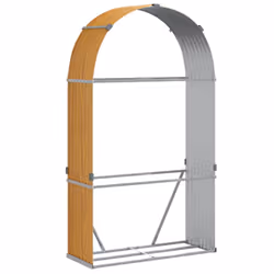 vidaXL Log Holder Firewood Rack Log Wood Storage Light Brown Galvanised Steel