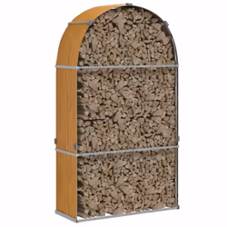 vidaXL Log Holder Firewood Rack Log Wood Storage Light Brown Galvanised Steel
