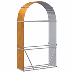 vidaXL Log Holder Firewood Rack Log Wood Storage Light Brown Galvanised Steel - Additional view 5