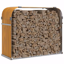 vidaXL Log Holder Firewood Rack Log Wood Storage Light Brown Galvanised Steel