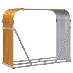 vidaXL Log Holder Firewood Rack Log Wood Storage Light Brown Galvanised Steel - Additional view 5