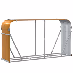 vidaXL Log Holder Firewood Rack Log Wood Storage Light Brown Galvanised Steel - Additional view 5