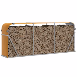 vidaXL Log Holder Firewood Rack Log Wood Storage Light Brown Galvanised Steel