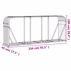 vidaXL Log Holder Firewood Rack Log Wood Storage Light Brown Galvanised Steel - Additional view 8