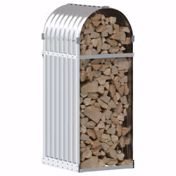 vidaXL Log Holder Firewood Rack Log Stand Wood Storage Silver Galvanised Steel