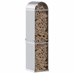 vidaXL Log Holder Firewood Rack Log Stand Wood Storage Silver Galvanised Steel