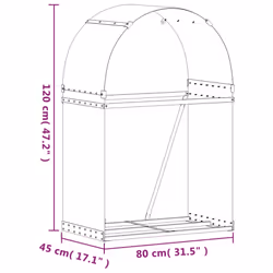 vidaXL Log Holder Firewood Rack Log Stand Wood Storage Silver Galvanised Steel - Additional view 8