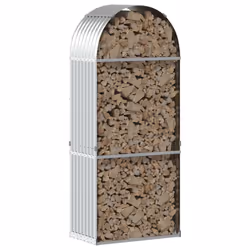vidaXL Log Holder Firewood Rack Log Stand Wood Storage Silver Galvanised Steel