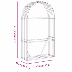 vidaXL Log Holder Firewood Rack Log Stand Wood Storage Silver Galvanised Steel - Additional view 8