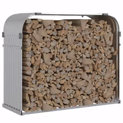 vidaXL Log Holder Firewood Rack Log Stand Wood Storage Silver Galvanised Steel
