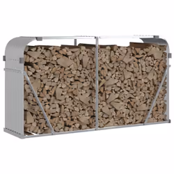 vidaXL Log Holder Firewood Rack Log Stand Wood Storage Silver Galvanised Steel