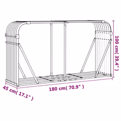 vidaXL Log Holder Firewood Rack Log Stand Wood Storage Silver Galvanised Steel
