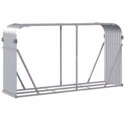vidaXL Log Holder Firewood Rack Log Stand Wood Storage Silver Galvanised Steel - Additional view 5