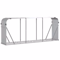 vidaXL Log Holder Firewood Rack Log Stand Wood Storage Silver Galvanised Steel
