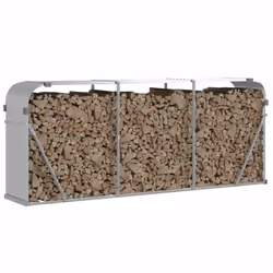 vidaXL Log Holder Firewood Rack Log Stand Wood Storage Silver Galvanised Steel