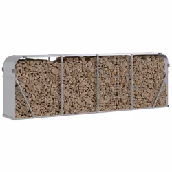 vidaXL Log Holder Firewood Rack Log Stand Wood Storage Silver Galvanised Steel - Additional view 2