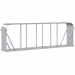 vidaXL Log Holder Firewood Rack Log Stand Wood Storage Silver Galvanised Steel - Additional view 5