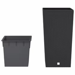 vidaXL Planter with Removable Inner Garden Raised Bed Plant Pot PP Rattan - anthracite, 49 l