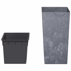 vidaXL Planter with Removable Inner Raised Bed Plant Pot PP Concrete Look - grey, 49 l