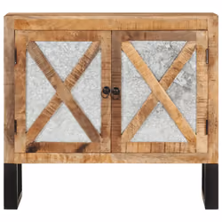 vidaXL Sideboard Storage Cabinet Cupboard Solid Rough Wood Mango and Metal