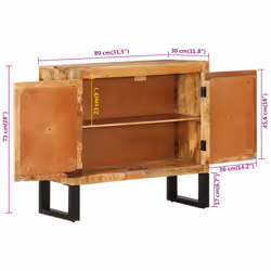 vidaXL Sideboard Storage Cabinet Cupboard Solid Rough Wood Mango and Metal - Additional view 7