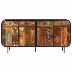 vidaXL Sideboard Storage Cupboard Side Cabinet Solid Wood Reclaimed and Metal