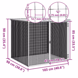 vidaXL Chicken Cage with Roof Farm Chicken Run Coop Hen House Galvanised Steel - anthracite, 103 x 98 x 90 cm - Additional view 3