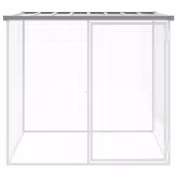 vidaXL Chicken Cage with Roof Farm Chicken Run Coop Hen House Galvanised Steel - light grey, 103 x 98 x 90 cm - Additional view 2