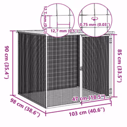 vidaXL Chicken Cage with Roof Farm Chicken Run Coop Hen House Galvanised Steel - light grey, 103 x 98 x 90 cm - Additional view 3