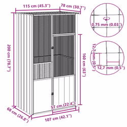 vidaXL Bird Cage Bird House Parrot Bird Aviary Parrot Cage Galvanised Steel - grey, 115 x 78 x 200 cm - Additional view 4