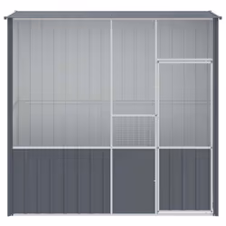 vidaXL Bird Cage Bird House Parrot Bird Aviary Parrot Cage Galvanised Steel - anthracite, 215 x 78 x 200 cm