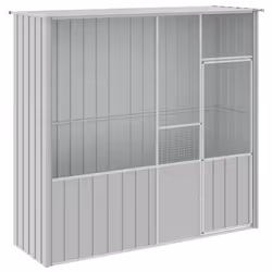 vidaXL Bird Cage Bird House Parrot Bird Aviary Parrot Cage Galvanised Steel - grey, 215 x 78 x 200 cm