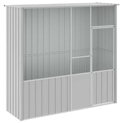 vidaXL Bird Cage Bird House Parrot Bird Aviary Parrot Cage Galvanised Steel - grey, 215 x 78 x 200 cm