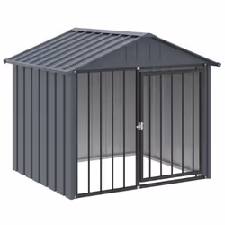 vidaXL Dog House Dog Kennel with Roof Dog Cage Crate Black Galvanised Steel