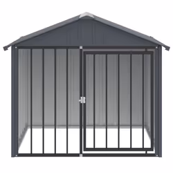 vidaXL Dog House Dog Kennel with Roof Dog Cage Crate Black Galvanised Steel