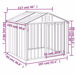 vidaXL Dog House Dog Kennel with Roof Dog Cage Crate Black Galvanised Steel