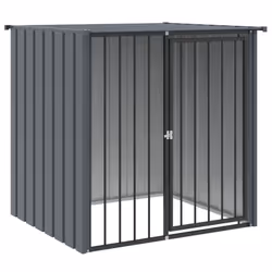 vidaXL Dog House Dog Kennel with Roof Dog Cage Crate Black Galvanised Steel