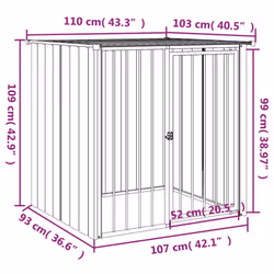 vidaXL Dog House Dog Kennel with Roof Dog Cage Crate Black Galvanised Steel