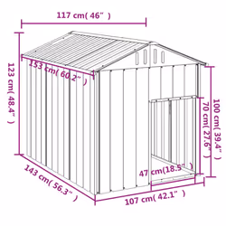 vidaXL Dog House Dog Kennel with Roof Dog Cage Anthracite Galvanised Steel - Additional view 4