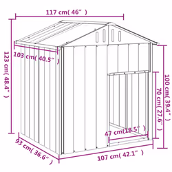 vidaXL Dog House with Roof Dog Cage Pet House Dog Kennel Galvanised Steel - anthracite - Additional view 4