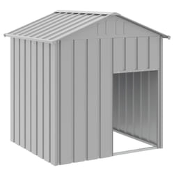 vidaXL Dog House with Roof Dog Cage Pet House Dog Kennel Galvanised Steel - light grey