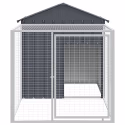 vidaXL Chicken Cage with Run Farm Chicken Run Coop Hen House Galvanised Steel - anthracite, 117 x 201 x 123 cm - Additional view 2
