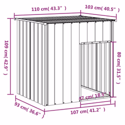 vidaXL Dog House Dog Kennel with Roof Dog Cage Anthracite Galvanised Steel - anthracite - Additional view 4