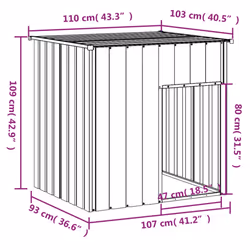 vidaXL Dog House Dog Kennel with Roof Dog Cage Anthracite Galvanised Steel - light grey - Additional view 4