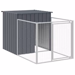vidaXL Dog House Dog Kennel with Run Dog Cage Anthracite Galvanised Steel - anthracite, 110 x 201 x 110 cm