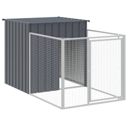vidaXL Dog House Dog Kennel with Run Dog Cage Anthracite Galvanised Steel - anthracite, 110 x 201 x 110 cm